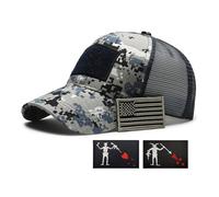 YUSENGMOO Berretto da baseball con bandiera americana, con toppa ricamata, cappello in rete, cappello da sole per esterni, cappello grigio blu + toppa, 3, L