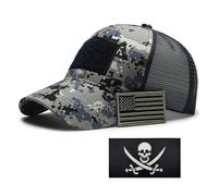 YUSENGMOO Berretto da baseball con bandiera americana, con toppa ricamata, cappello in rete, cappello da sole per esterni, cappello grigio blu + toppa, 12, L