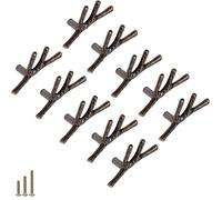 Yusheng 10 pomelli in bronzo vintage per ramoscelli, rami di albero, maniglie per cassetti, in lega di zinco per casale, baita, montagna, cucina, armadio (10 pezzi, foro singolo, bronzo)
