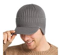 Yusheng Berretto Invernale da Uomo con Tesa | Caldo Polsino Visiera Beanie Cappelli Invernali con Tesa,Berretto da Strillone Lavorato a Maglia Foderato in Pile Spesso da Uomo Cappello a Cuffia