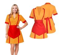 YushengTai 2 Broke Girls Costume Caroline & Max per 2 fan di Broke Girls Diner uniforme con grembiule, costume da Carnevale, festa a tema (XL)