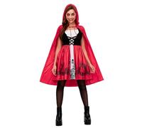 YushengTai Costume da donna, a forma di Cappuccetto rosso, con abito e calze nere, da fiaba, adatto per carnevale, Halloween, cosplay (XXL)