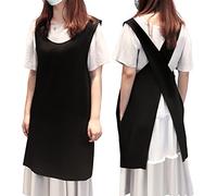 YushengTai In stile giapponese, minimalista in cotone e lino, con tasche, canagliette a forma di X, ideale per cucinare e grigliare, per il giardinaggio, rilassarsi e molto altro ancora, Nero , m