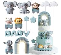 YushengTai Topper per torta a forma di elefante per neonato, per baby shower e sesso - Graziosa decorazione per torta in blu per compleanno e baby shower