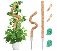 YUSHIHU 2 Pezzi Supporto per Piante di Cocco 63 cm,Larghezza 3 cm,Bastone per Piante Rampicanti,Pieghevole Palo di Crescita di Piante Rampicanti