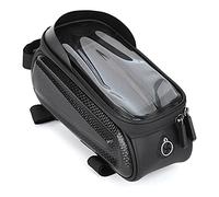 YushiTrading Borsa da bici impermeabile con custodia rigida nera in PVC e schermo touch, borsa per telefono da bicicletta per la navigazione, design con cerniera resistente alla pioggia e visie