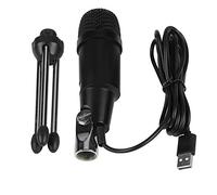 YushiTrading Microfono a condensatore USB DC 5 V, microfono nero plug and play per computer e laptop, microfono da registrazione in lega di zinco con supporto, ideale per cantare online, chat (Nera)