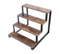 YushiTrading Scaffale a gradini in legno a 4 livelli con telaio in metallo rustico, supporto rialzato in legno per profumi, oggetti da collezione e figure pop, scaffale organizzatore a più live