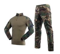 YUSHOW Tuta mimetica da uomo per airsoft, paintball, combattimento | Tuta militare a maniche lunghe con cerniera a 1/4, per attività all'aperto, mimetica, abbigliamento da caccia BDU