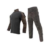 YUSHOW Tuta mimetica da uomo per airsoft, paintball, combattimento | Tuta militare a maniche lunghe con cerniera a 1/4, per attività all'aperto, mimetica, abbigliamento da caccia BDU