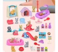 YUSHWENPTY 43 Pezzi Miniature Gatto e Cane, Mini Figurine Gattini, Cane in Miniatura, Accessori per Casa Delle Bambole 1:12, Decorazioni Giardino in Miniatura