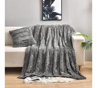 YUSOKI Coperta double-face in finta pelliccia (senza cuscini), morbida, soffice, confortevole, calda, per divano, letto, sedia, camera da letto, per uomini e ragazzi, idea regalo (grigio, 127 x 160