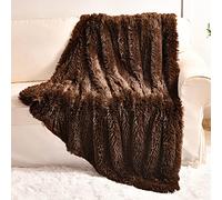YUSOKI Coperta in finta pelliccia marrone, a 2 strati, 127 x 152 cm, morbida e soffice peluche peloso, comoda coperta calda per uomo, divano, letto, sedia, camera da letto, regalo