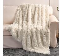 YUSOKI Coperta Invernale Spessa in Finta Pelliccia, 2 Strati, 127 x 152 cm, Soffice Coperta per Divano Letto (Panna, Copriletto) 50 x 152 cm