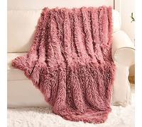 YUSOKI Coperta super morbida in finta pelliccia, 127 x 152,4 cm, soffice, confortevole, calda, pelosa, calda, in pile Sherpa, spessa, leggera, per letto, sedia, divano, camera da letto (rosa