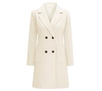 Yuson Girl Cappotto Donna Lungo Elegante Cappotti Lana Autunno e Invernale Cappottino in Lana Caldo Giacca Cardigan Doppiopetto Trench Coat Media Lunghezza Jacket Parka con Tasche(Beige, S)