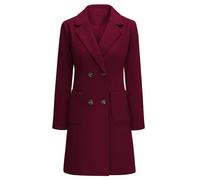 Yuson Girl Cappotto Donna Lungo Elegante Cappotti Lana Autunno e Invernale Cappottino in Lana Caldo Giacca Cardigan Doppiopetto Trench Coat Media Lunghezza Jacket Parka con Tasche(Bordeaux, L)