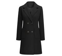 Yuson Girl Cappotto Donna Lungo Elegante Cappotti Lana Autunno e Invernale Cappottino in Lana Caldo Giacca Cardigan Doppiopetto Trench Coat Media Lunghezza Jacket Parka con Tasche(Nero, XL)