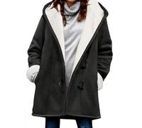 Yuson Girl Giubbotto Donna Invernale Elegante Scamosciato Con Cappuccio Media Lunghezza Giacca Calda Casual Outwear Felpa Inverno (Nero, M)