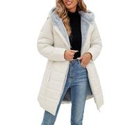Yuson Girl Giubbotto Donna Invernale Parka Caldo Giacca con Cappuccio Imbottito Cappotto Ispessito Giacche Media Lugghezza Giacche Antivento Impermeabile Giaccone con Zip Tasche(Beige, XL)