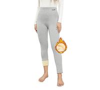 Yuson Girl Leggings Donna Invernali - Leggings Felpati Fodera in Pile Pantaloni Caldi a Vita Alta Leggings Termici Elastici Caldi Leggings Lunghi Foderati Calde Pantacollant(Grigio Chiaro, XL)