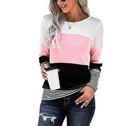 Yuson Girl Maglione Donna Elegante - Pullover Maniche Lunghe a Righe per Autunno Inverno (Rosa, L)