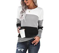 Yuson Girl Maglione Donna Pullover Maniche Lunghe - Tops Autunno Inverno a Righe Elegante (Grigio, L)