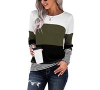Yuson Girl Maglione Donna Pullover Maniche Lunghe - Tops Autunno Inverno a Righe Elegante (Verde, L)