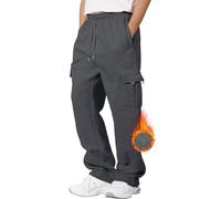 Yuson Girl Pantaloni Tuta Uomo Invernali Pantaloni Cargo in Pile Cotone Pantaloni da Jogging con Tasche Tuta Felpata Corsa Palestra Termici Jogger Sportivi Baggy Pantaloni Lunghi(Grigio Scuro, XL)
