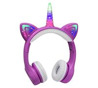 YUSONIC Cuffie Bluetooth con unicorno, per ragazze e ragazzi, per computer portatili, tablet, illuminazione LED, per compleanni, viaggi, scuola, regali (viola)