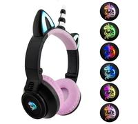 YUSONIC Cuffie per bambini con unicorno, pieghevoli, Bluetooth, per bambine, tablet, tablet, tablet Amazon Fire, con luci wireless, regalo di compleanno (nero e viola)