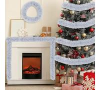 YUSSEQDD Ghirlanda di lamé argentato a lunga durata per ristoranti e feste, ghirlanda di palline Natale, facile da decorare con decorazioni in argento, Blu