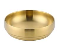YUSUZH Ciotola for pasta fredda a doppio strato in acciaio inossidabile da 2 pezzi for ramen con isolamento sotto vuoto a doppia parete Insalatiera for frutta per Cucina(21cm golden)