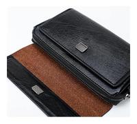 YUSUZH Pochette da lavoro Borsa uomo giorno Borse for telefono e penna Portafogli in pelle rovesciata a mano per La Uso Quotidiano(Black)