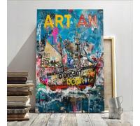 YUSUZHU Barca a vela, graffiti, street style wall art - Stampe su tela, poster, per decorazioni murali per la casa, decorazioni murali per soggiorno e camera da letto 40x60 cm con cornice