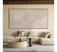 YUSUZHU Decorazione da parete neutra Beige Wabi Sabi Quadri da parete Tela Arte da parete Beige Poster Grande dipinto minimalista beige strutturato 70x140cm senza cornice