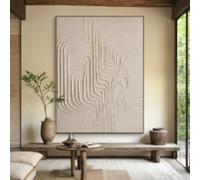 YUSUZHU Decorazione da parete neutra Beige Wabi Sabi Wall Art Beige Poster Grande dipinto minimalista beige testurizzato Quadri da parete Tela 80x120cm con cornice