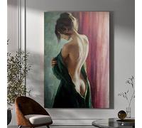 YUSUZHU Decorazione murale per la casa, poster su tela con donna sexy, dipinto con abito senza schienale, poster con stampa di silhouette femminile, arredamento minimalista 40x60 cm con cornice