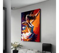 YUSUZHU Dipinto di donna sexy che balla in abito bianco - Arte murale sensuale ispirata alla musica per l'arredamento della casa e quadri su tela per amanti dell'arte 80x140 cm senza cornice