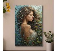 YUSUZHU Donna Ventosa Foglie Parete Tela Poster Illustrazione Decorazione Casa Pittura, Stampa Artistica su Tela Poster Decorazione Immagini Estetiche 60x90cm Senza Cornice