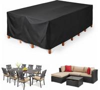 YUSUZHU Housse de protection pour meubles de jardin, imperméable et résistante aux déchirures, pour tables et chaises de jardin, coupé-vent, robusto, noire 215x75x80cm