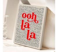 YUSUZHU Poster Art Deco Ooh La La - Cartone animato retrò, dipinto a inchiostro su tela, ritratto, illustrazione minimalista, decorazione da parete con citazione felice (50x70 cm/senza cornice)