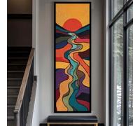 YUSUZHU Quadro lungo e stretto, tela alta e sottile da appendere al muro, arte verticale da parete, tela incorniciata per ufficio, stanze o corridoio (55x110 cm/cornice interna)