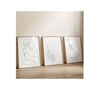 YUSUZHU Set di 3 poster artistici stampati su tela, disegno astratto di un abbraccio, decorazione da parete per la cucina (20x35cmx3/senza cornice)
