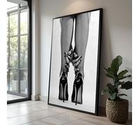 YUSUZHU Stampa su tela in bianco e nero: stampe fotografiche di calze a rete, tacchi alti, decorazioni murali artistiche, quadri di lusso per la casa (50x75 cm/senza cornice)