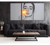 YUSUZHU Stampe su tela con schizzo semplice di una donna con una sigaretta, poster di donne che fumano, quadri da parete con arte minimalista, tela 60x90cmx3 senza cornice