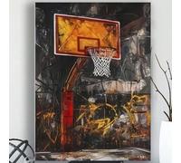 YUSUZHU Stampe su tela di graffiti, arte del campo da basket, poster, dipinti, retrò, astratti, graffiti, immagini per adolescenti, decorazione da parete, 50x70 cm con cornice