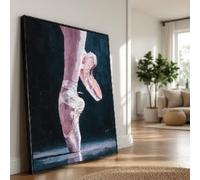 YUSUZHU Tela con scarpette da punta da danza classica, piedi di ballerina, quadro con scarpette da danza rosa, decorazione per studio di danza, tela classica (50x70 cm/cornice interna)