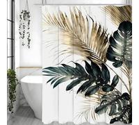 YUSUZHU Tenda da doccia con foglie di palma, tenda da doccia decorativa in stile Art Déco con piante tropicali e floreali, impermeabile, grande, 70 x 140 cm/28 x 55 pollici (larghezza x altezza).