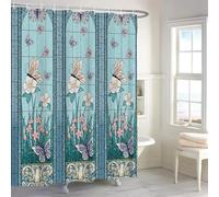 YUSUZHU Tenda da doccia con motivo a farfalla, motivo floreale, decorazione moderna per il bagno, tenda da doccia in tessuto con piante, 84 x 212 cm/33 x 83 pollici (larghezza x altezza).
